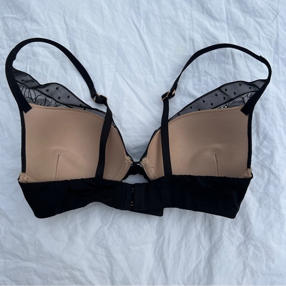 Aerie Black Floral Real Power Plunge Push Up Bra, 34B - Picture 7 of 9